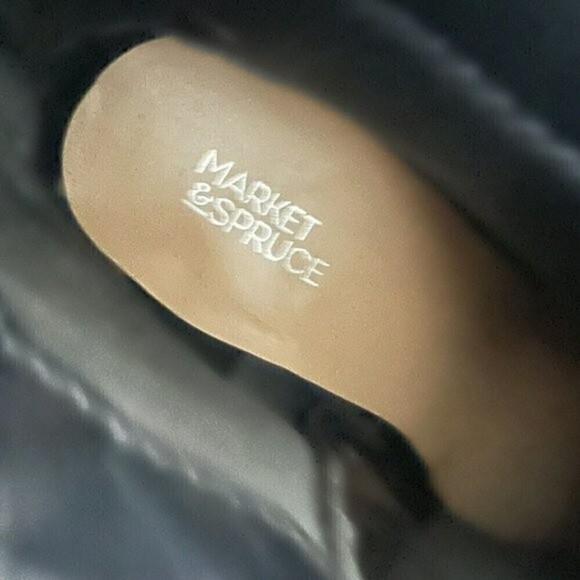 animal print ankle Boots MARKET & SPRUCE 6.5 bootie Block Heel Black Beige Snake - Picture 11 of 12